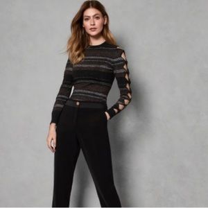 TED BAKER Integral Jelinaa Metallic Striped Bow Sleeve